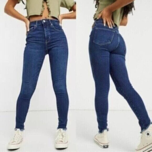 NWT Free People Blue Jeans Size 26 High Rise Skinny Denim Wash Cropped - Picture 1 of 7